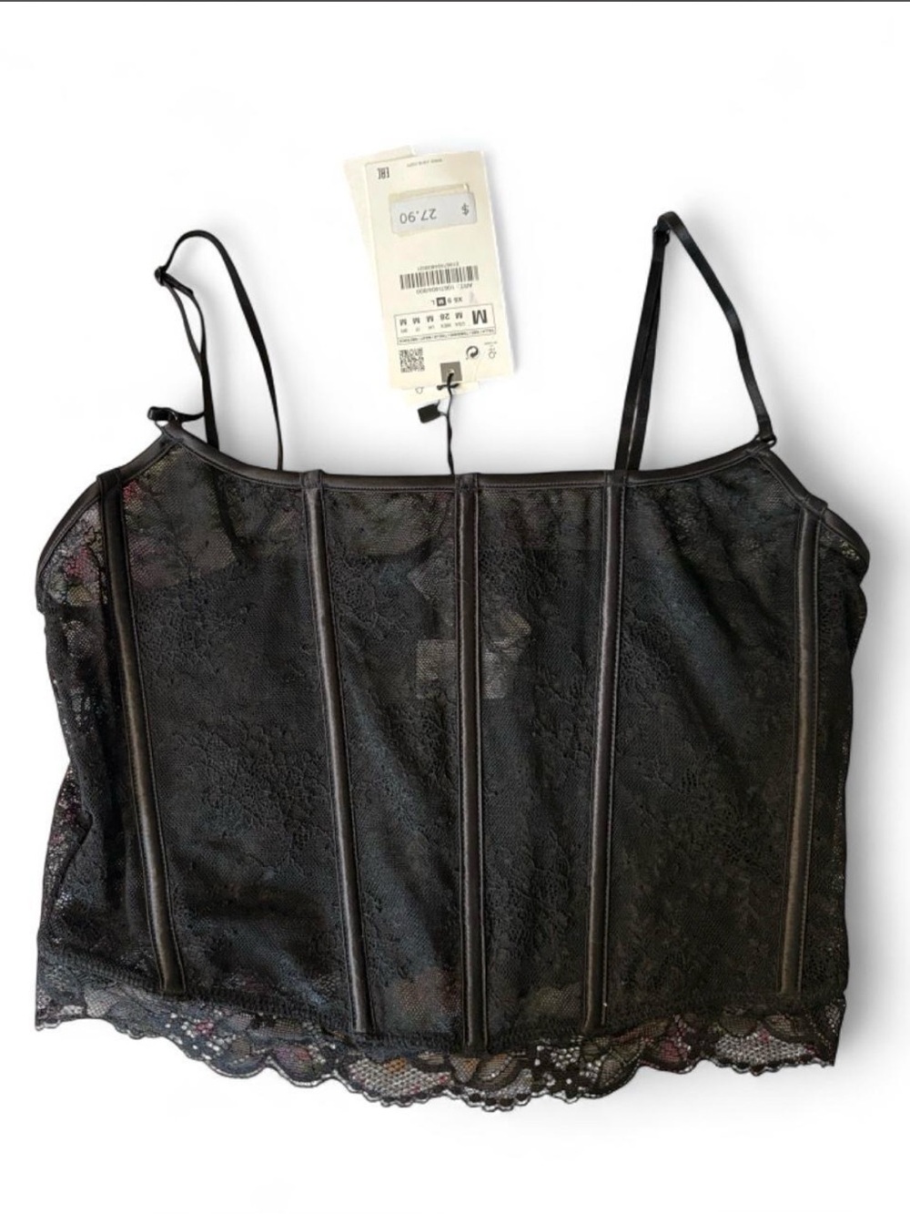 Zara Black Lace Corset-Style Crop Top